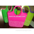 promotion gift well design candy color printing round dot silicone beach hangbag